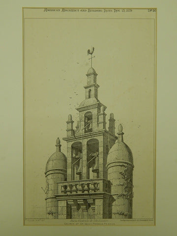 Church in St. Quay-Perros, France, 1879. F. Huguelin. Original