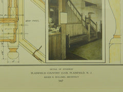 Stairway, Plainfield Country Club, Plainfield, NJ, 1926, Original Plan. Roger H. Bullard.