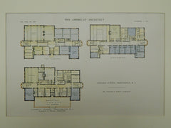 Floor Plans of the Lincoln School in Providence RI, 1915. Eleazer B. Homer