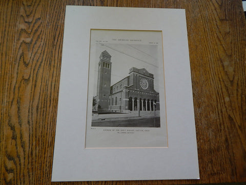 Exterior, Church of the Holy Rosary, Dayton, OH, 1919, Lithograph. W.L. Jaekle.