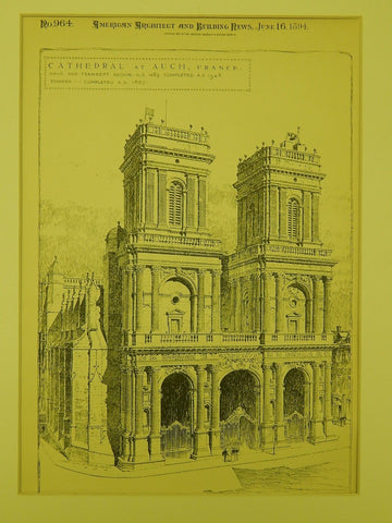 Cathedral Front, Auch, France, 1894