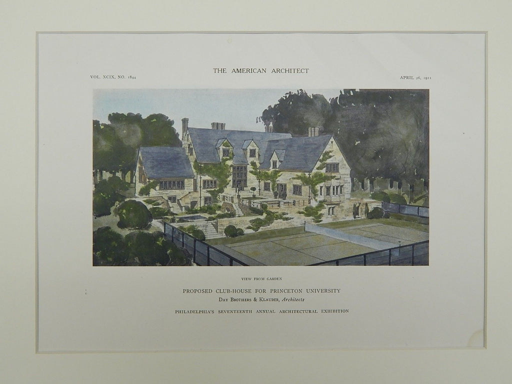 Garden of the Proposed Club-House for Princeton University, NJ, 1911. Day Brothers & Klauder