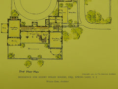 Residence for Henry Welsh Rogers, Esq. in Spring Lake NJ, 1911. Wilson Eyre