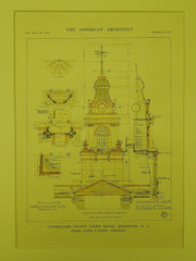 Tower Details: Cumberland County Court House in Bridgeton NJ, 1915. Watson & Huckel