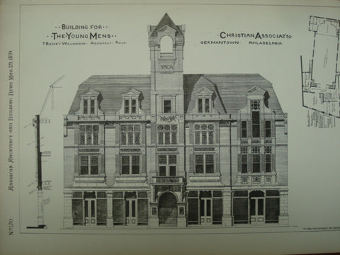 Building for the Young Men's Christian Association , Germantown, PA, 1879, T. Roney Williamson