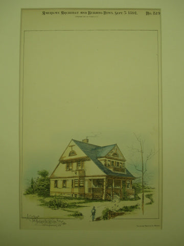 Cottage for Noah A. Whitney, Esq. , Toledo, OH, 1891, Art. E. Hitchcock
