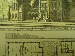Design for St. Paul's Church , Cleveland, OH, 1876, Ware & Van Brunt