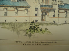 Hospital for the State Orphan Asylum, Corsicana, TX, 1898, F. S. Glover and G. Allen