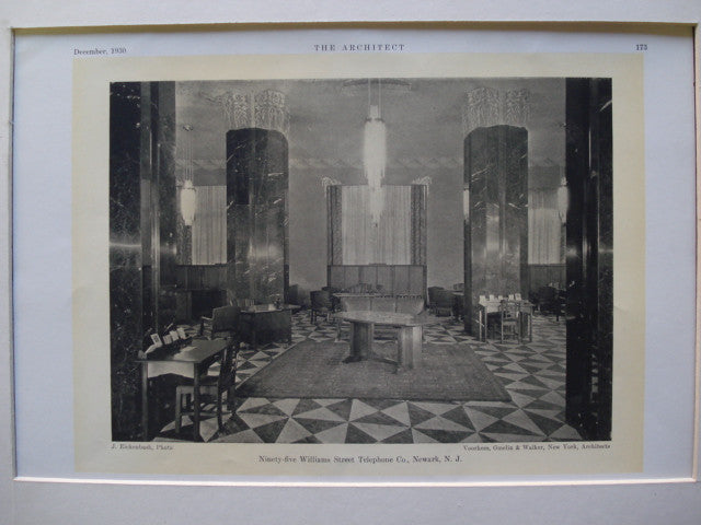 Interior of the Ninety-Five Williams Street Telephone Co., Newark, NJ, 1930, Voorhees, Gmelin & Walker