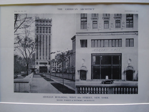 Aeolian Building, West 42nd Street , New York, NY, 1912, Warren & Wetmore