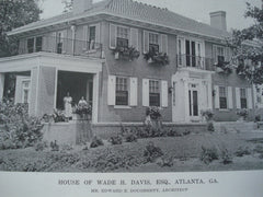 House of Wade H. Davis, ESQ., Atlanta, GA, Exterior, 1916. Edward E. Dougherty. Lithograph