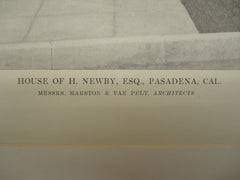 House of H. Newby, Esq. , Pasadena, CA, 1915, Marston & Van Pelt