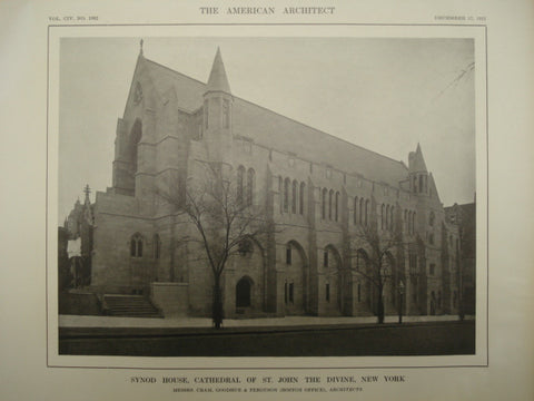 Exterior of the Synod House at the Cathedral of St. John the Divine , New York, NY, 1913, Cram, Goodhue & Ferguson
