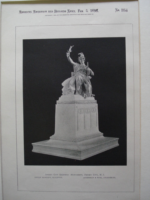 Jersey City Soldiers' Monument , Jersey City, NJ, 1898, Ackerman & Ross