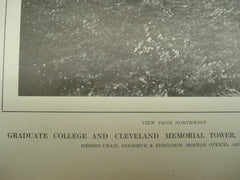 View from the Northwest of the Graduate College and Cleveland Memorial Tower at Princeton University, Princeton, NJ, 1913, Cram, Goodhue & Ferguson
