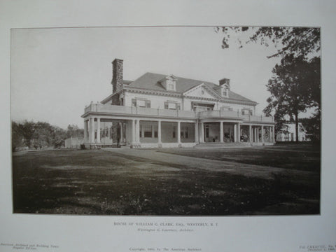 House of William G. Clark, Esq., Westerly, RI, 1905, Warrington G. Lawrence