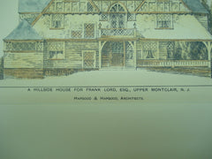 Hillside House for Frank Lord, Esq., Upper Montclair, NJ, 1899, Hapgood & Hapgood