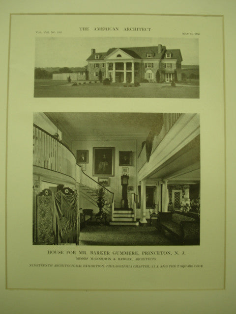 House for Mr. Barker Gummere , Princeton, NJ, 1913, Messrs. McGoodwin & Hawley