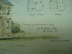 Residence for H. Burnett , St. Louis, MO, 1882, Burnham & Root