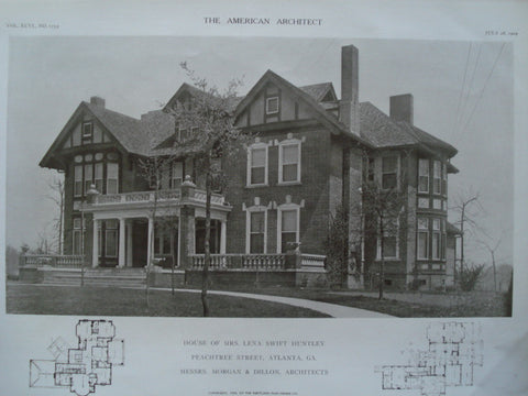 House of Mrs. Lena Swift Huntley on Peachtree Street , Atlanta, GA, 1909, Morgan & Dillon