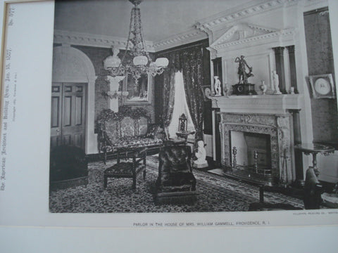 Parlor in the House of Mrs. William Gammell, Providence, RI, 1887