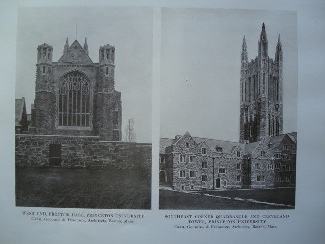 Proctor Hall, Quadrangle and Cleveland Tower at Princeton University, Princeton, NJ, 1914, Cram, Goodhue & Ferguson