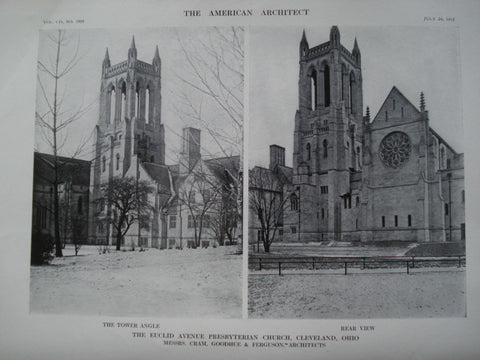 Euclid Avenue Presbyterian Church, Rear View & Tower Angle, Cleveland, OH, 1912, Messrs. Cram, Goodhue & Ferguson