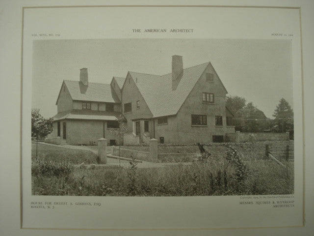 House of Ernest A. Gibbons, Esq., Bogota, NJ, 1909, Messrs. Squires & Wynkoop