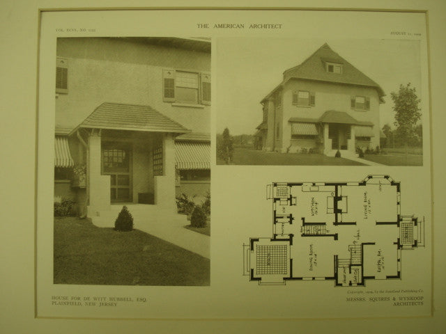 House for De Witt Hubbell, Esq., Plainfield, NJ, 1909, Messrs. Squires & Wynkoop