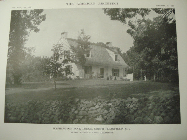 Washington Rock Lodge, North Plainfield, NJ, 1915, Wilder and White
