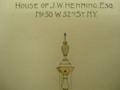 House of J. W. Henning, Esq. at Number 50 W. 52nd Street, New York, NY, 1893