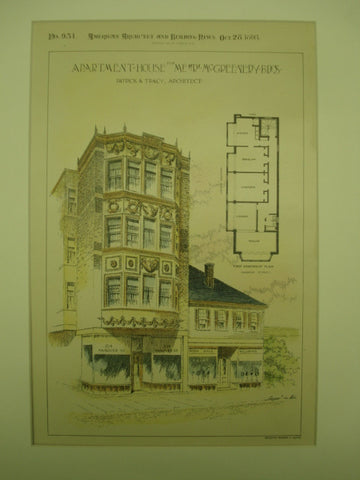 Apartment House for Messrs. McGreenery Bros., Boston, MA, 1893, Patrick A. Tracy
