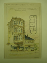 Apartment House for Messrs. McGreenery Bros., Boston, MA, 1893, Patrick A. Tracy