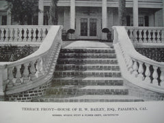 Terrace Front on the House of H.W. Bailey, Esq. , Pasedena, CA, 1912, Messrs. Myron Hunt & Elmer Grey
