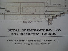 Detail of the Entrance Pavilion and Broadway Facade of the Camden County Court-house , Camden, NJ, 1904, Rankin, Kellogg & Crane