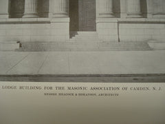 Front of the Lodge Building for the Masonic Association , Camden, NJ, 1915, Messrs. Heacock & Hokanson