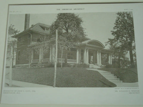 Alternate View of the House of John L. Kaul, Birmingham, AL, 1909, William C. Weston