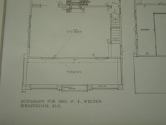 Bungalow for Mrs. W. L. Welton, Birmingham, AL, 1909, Warren and Welton