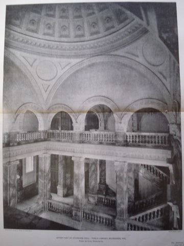 Upper Part of Staircase Hall in the Public Library , Milwaukee, WI, 1901, Ferry & Clas