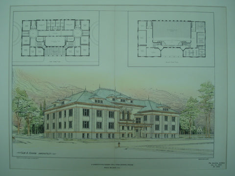 Competitive Design for a High School House, Rock Island, IL, 1902, Olof Z. Cervin