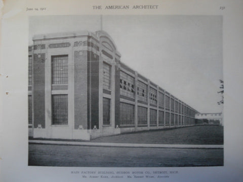 Main Factory Building for the Hudson Motor Co., Detroit, MI, 1911, Albert Kahn, Ernest Wilby