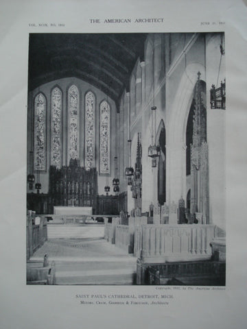 Interior of Saint Paul's Cathedral , Detroit, MI, 1911, Cram, Goodhue & Ferguson