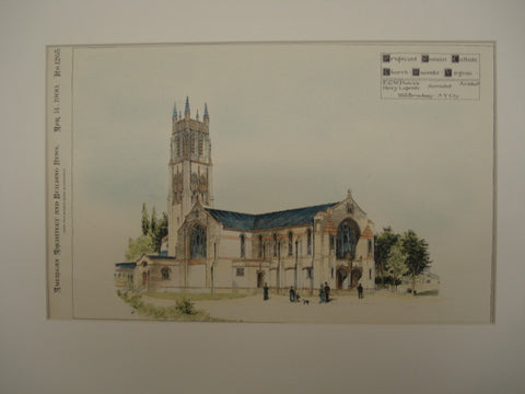 Proposed Roman Catholic Church in Roanoke, Roanoke, VA, 1900, E. G. W. Dietrich & Henry Lapointe
