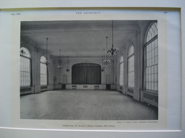 Auditorium in St. Joseph's School , Camden, NJ, 1930, Henry D. Dagit & Sons