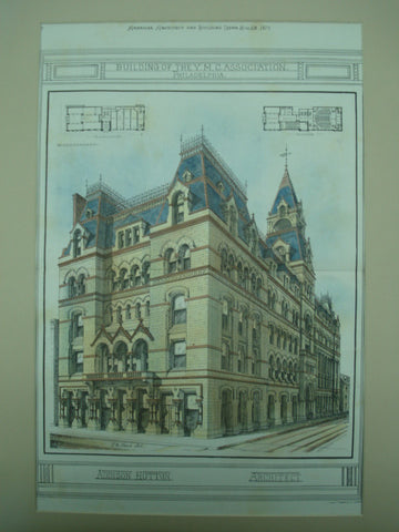 Building of the Y.M.C.A, Philadelphia, PA, 1877, Addison Hutton