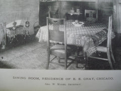 Dining Room in Residence of E.E. Gray , Chicago, IL, 1890, Geo. W. Maher
