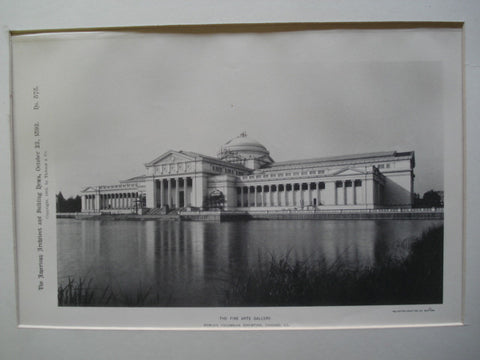 Fine Arts Gallery for the World's Columbian Exhibition , Chicago, IL, 1892, Charles B. Atwood