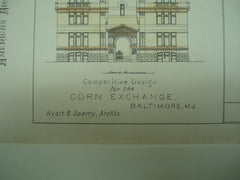 Competitive Design for the Corn Exchange , Baltimore, MD, 1880, Wyatt & Sperry