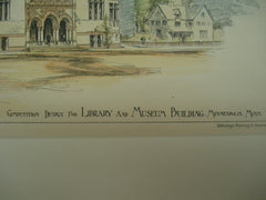 Competitive Design for the Library and Museum Building , Minneapolis, MN, 1886, H. Langford Warren