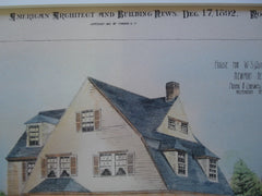 House for W.S. Quigley, Esq., Newport, DE, 1892, Frank R. Carswell